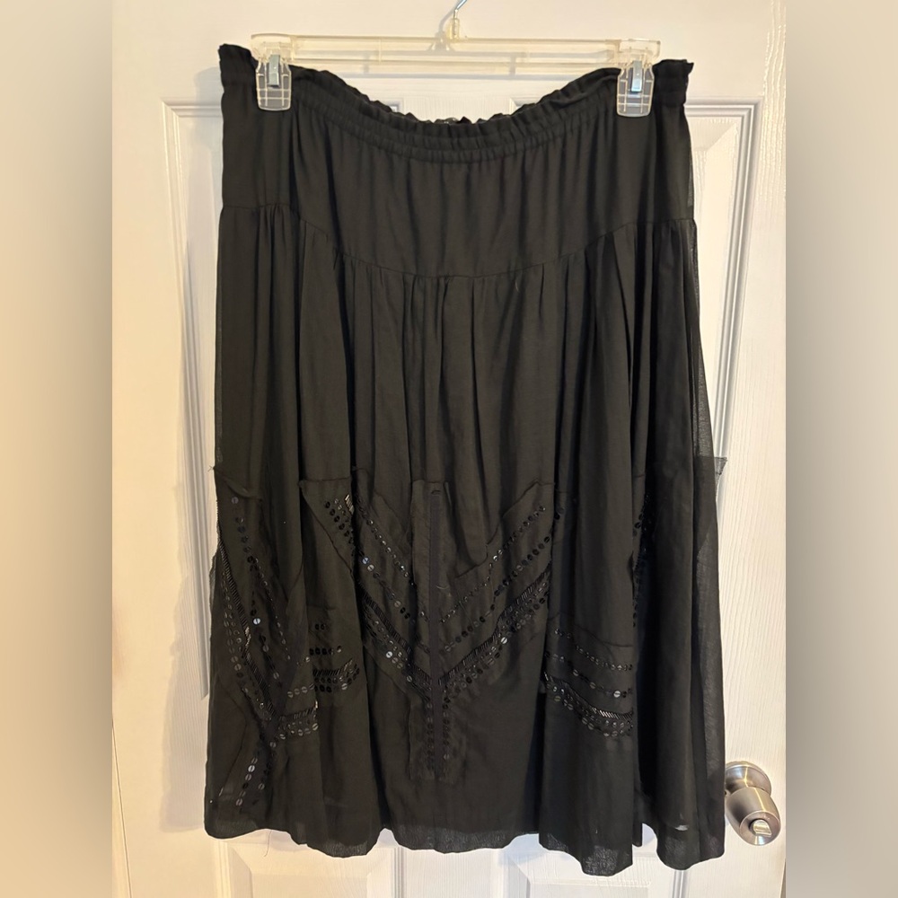 Theory Black A-Line Skirt with Sequin Detail - Large